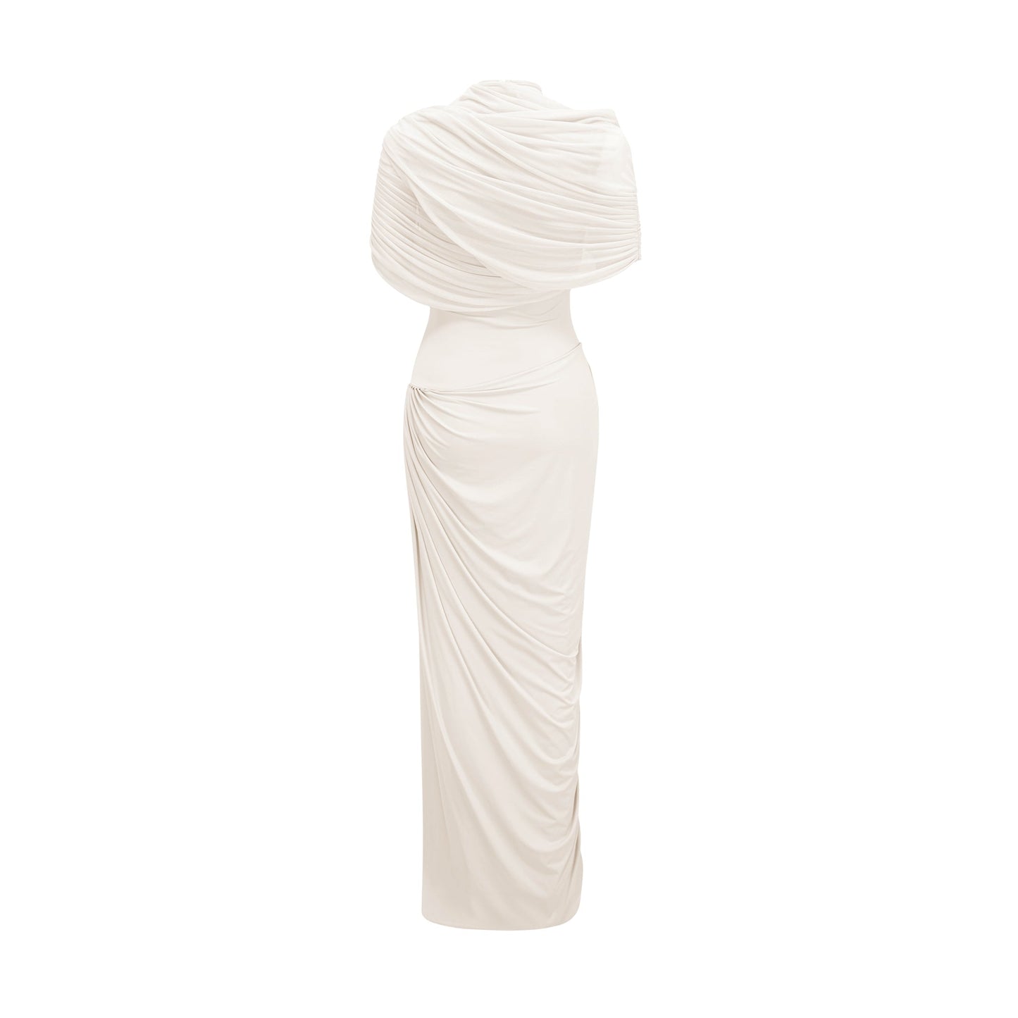 Vestido maxi plisado asimétrico