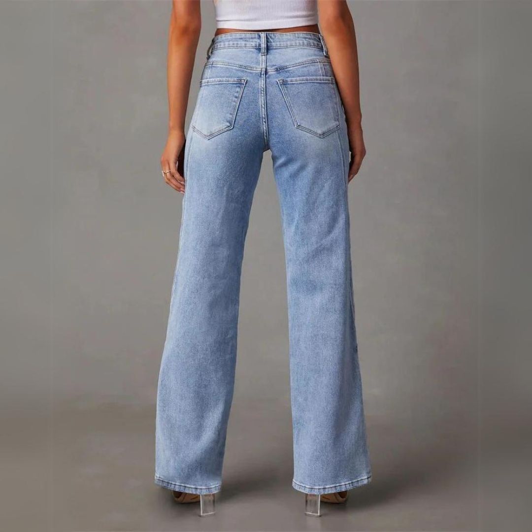 Jeans de mezclilla de talle alto