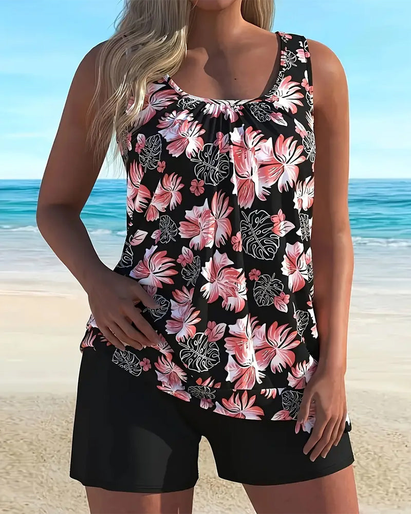 Tankini para la playa con estampado, dos piezas