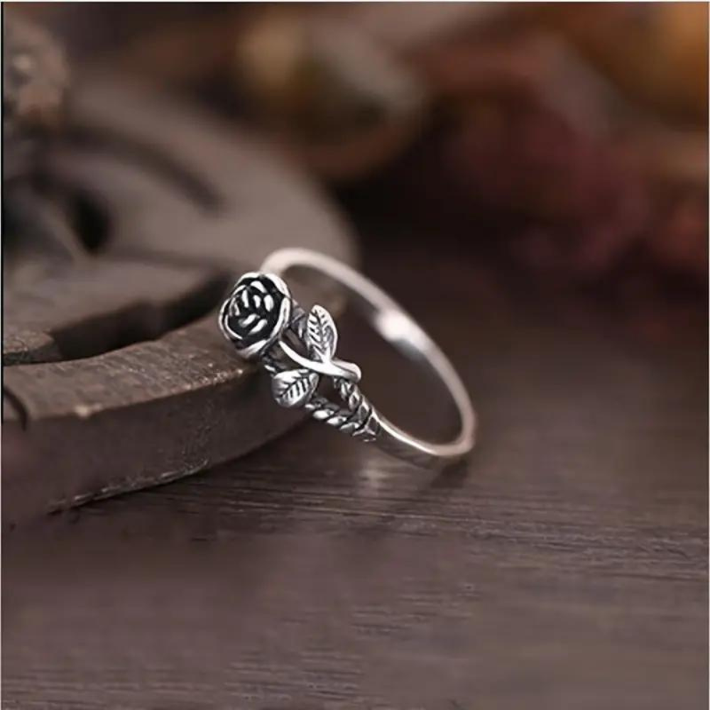 Anillo vintage de rosa