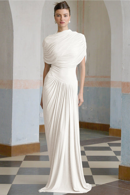 Vestido maxi plisado asimétrico