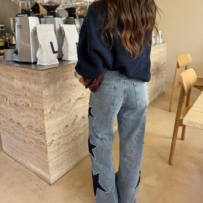 Pantalones vaqueros rectos con diseño de estrella