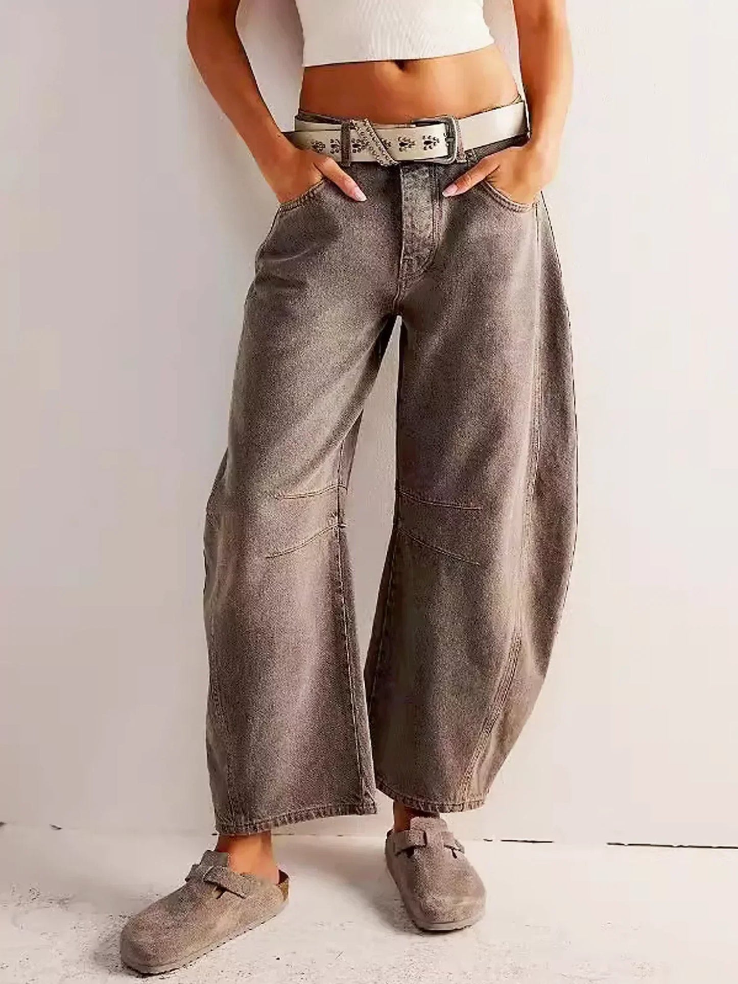 Jeans estampados con pierna ancha
