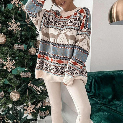 Suéter navideño con diseño de reno