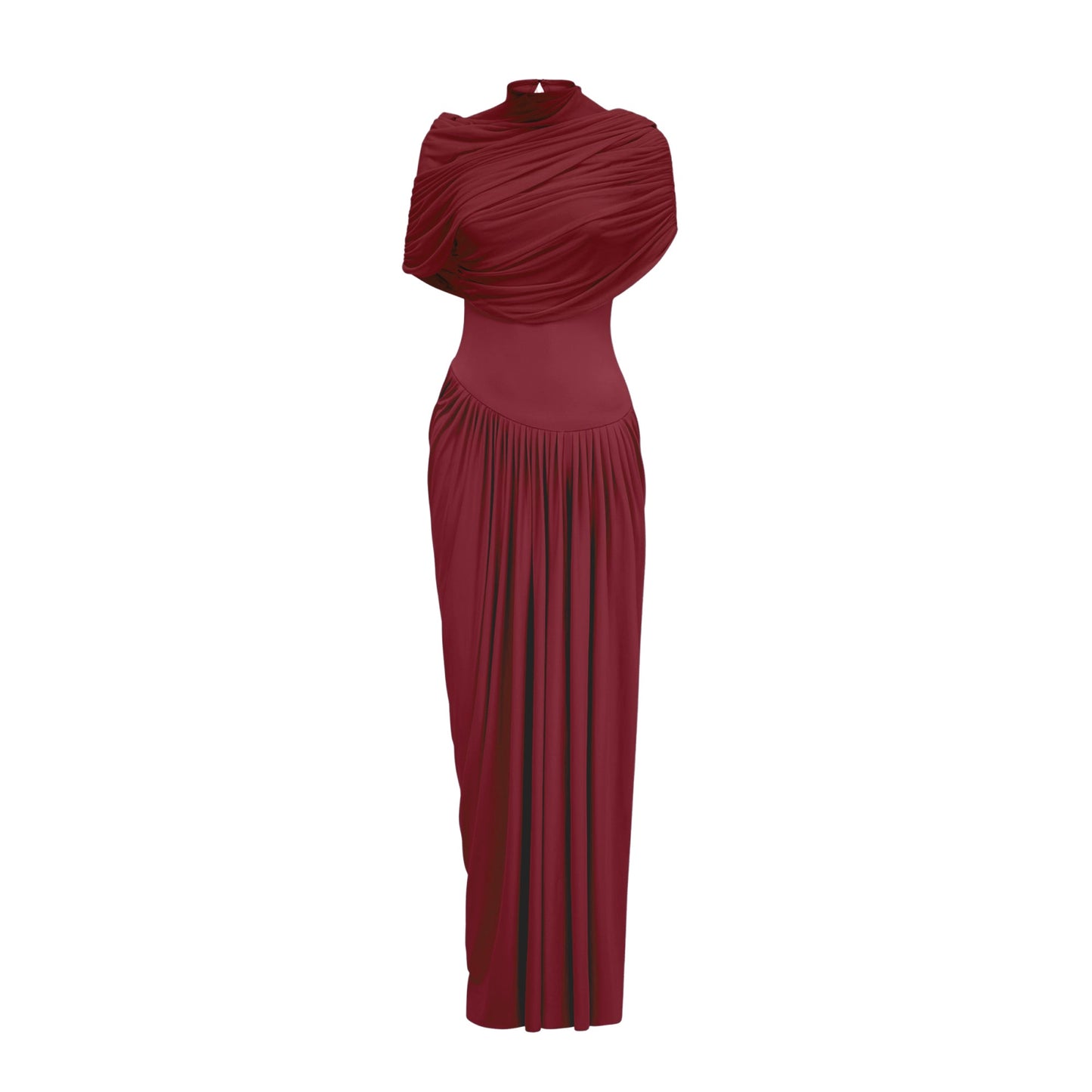 Vestido maxi plisado asimétrico