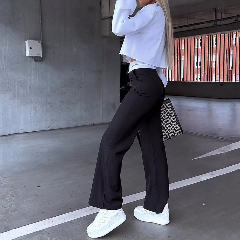 Camisa y Pantalón de traje holgado de moda para mujer(CONJUNTO)
