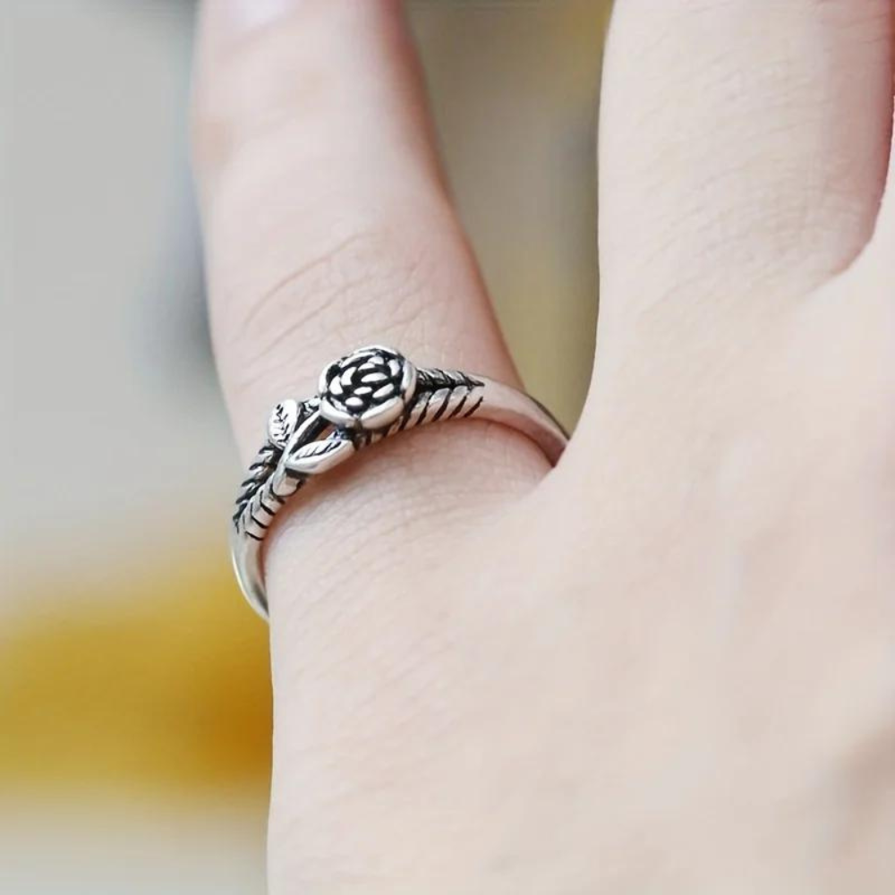 Anillo vintage de rosa