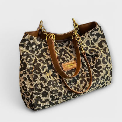 Bolso de lona con estampado de leopardo