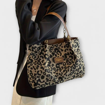 Bolso de lona con estampado de leopardo
