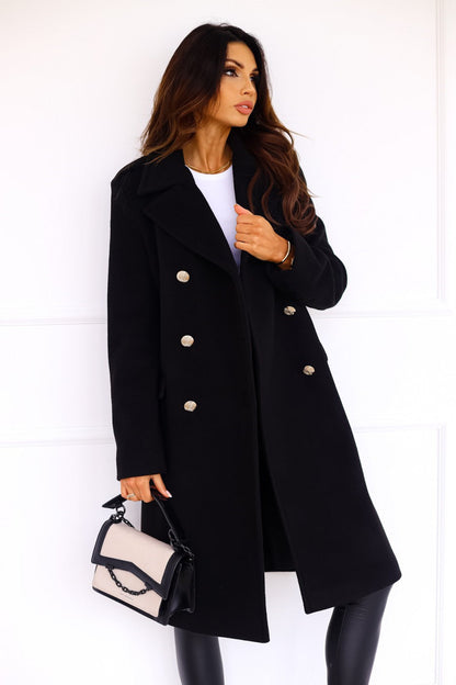 Abrigo largo de invierno para mujer de doble botonadura