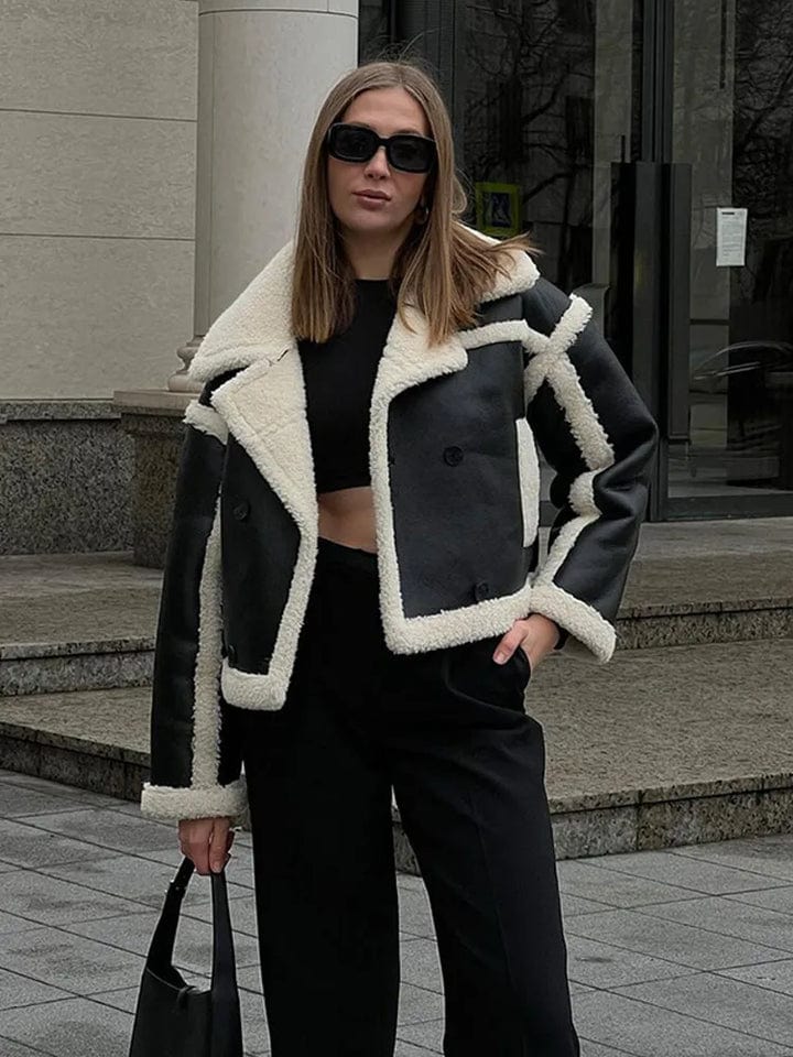Chaqueta corta para mujer cálida con corte crop