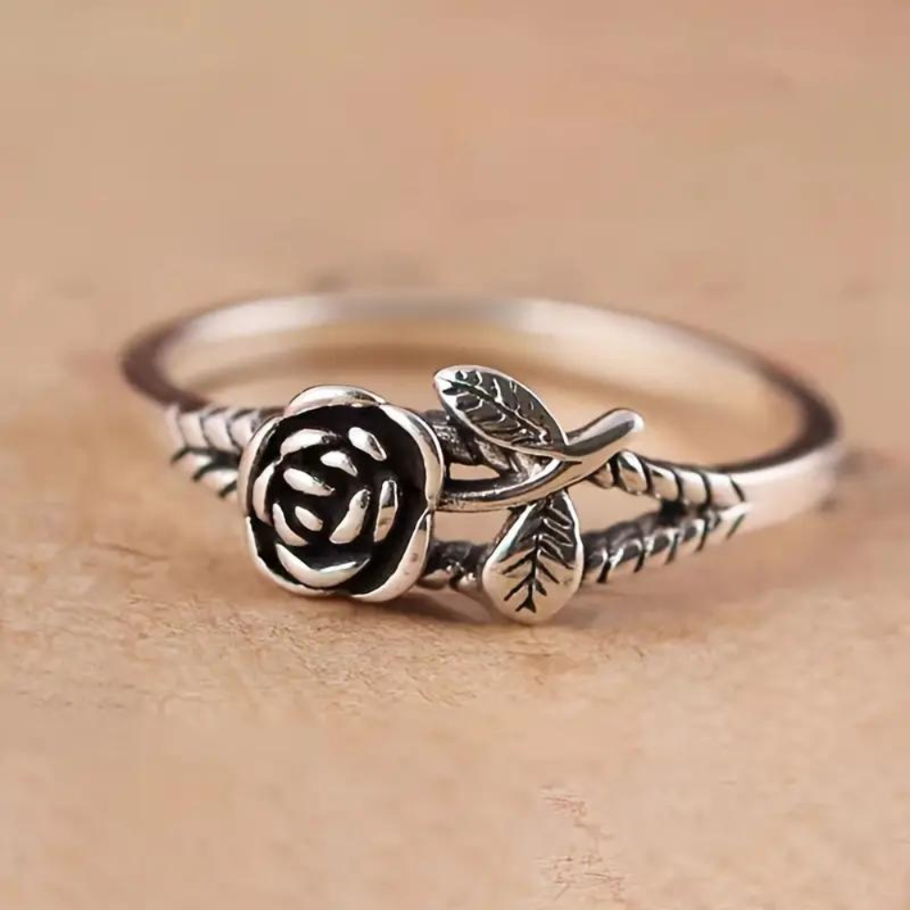 Anillo vintage de rosa