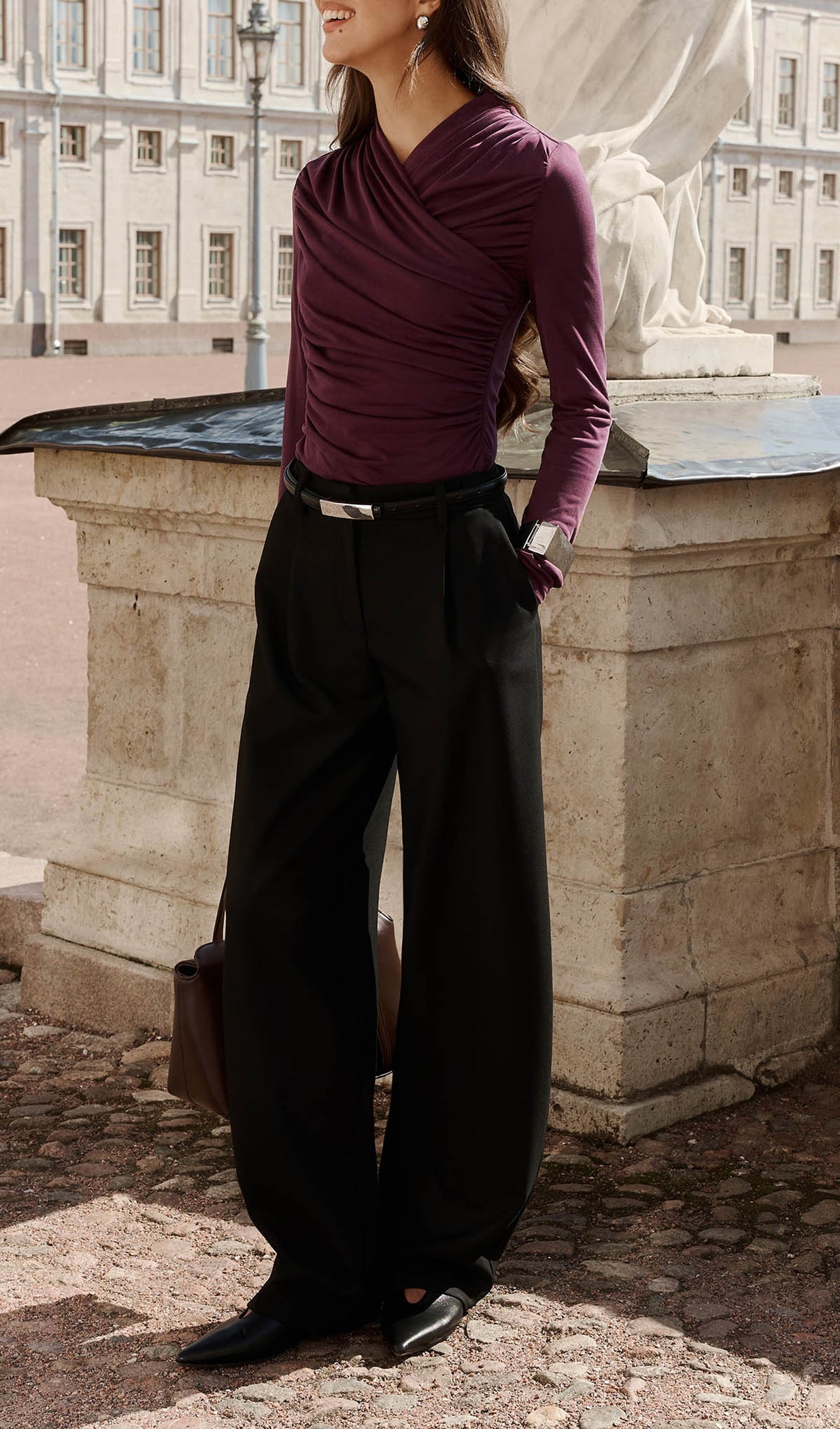 Blusa Punto Con Pliegues