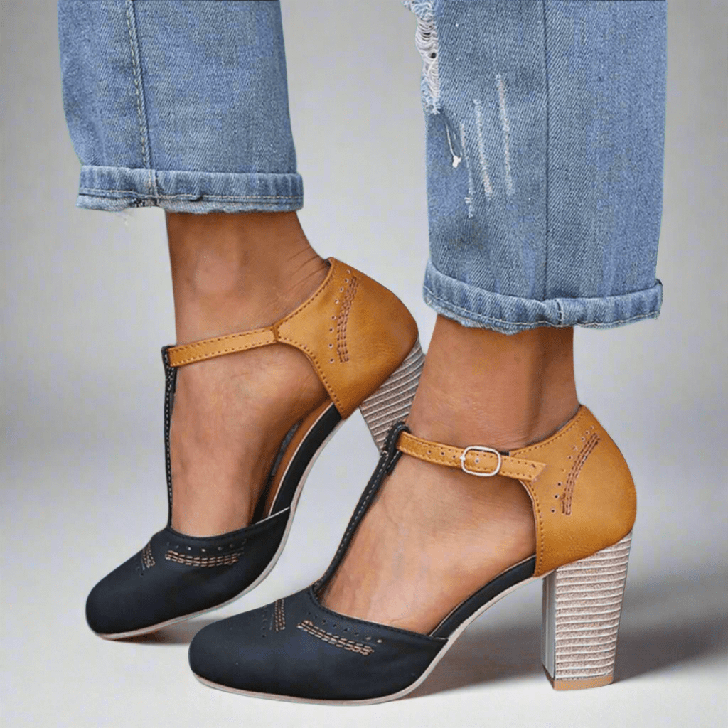 Viviane | Zapatos de vestir para damas con tira en T y tacón bloque