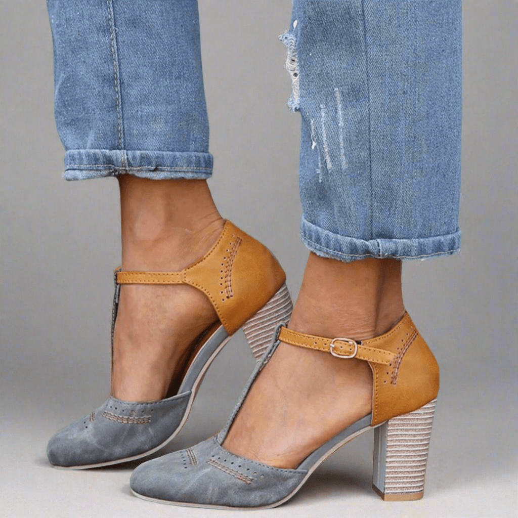 Viviane | Zapatos de vestir para damas con tira en T y tacón bloque