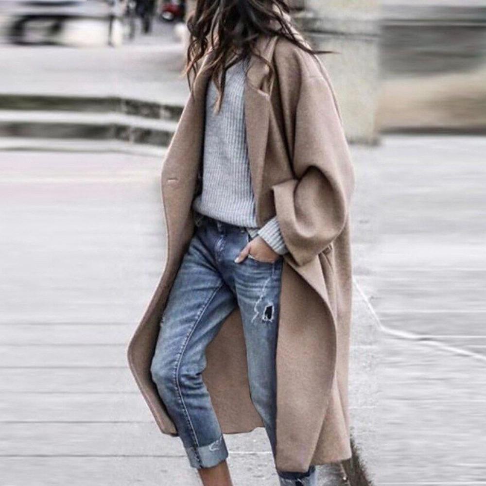 Abrigo largo de invierno moderno para mujer