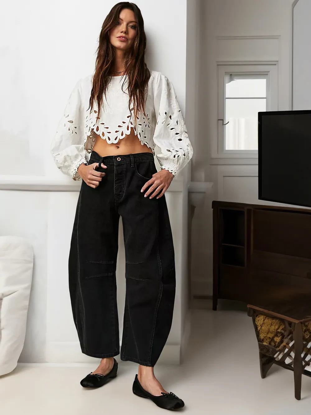 Jeans con Detalles de Costura