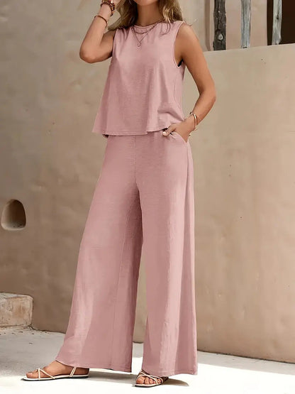 Conjunto informal de color liso para mujer