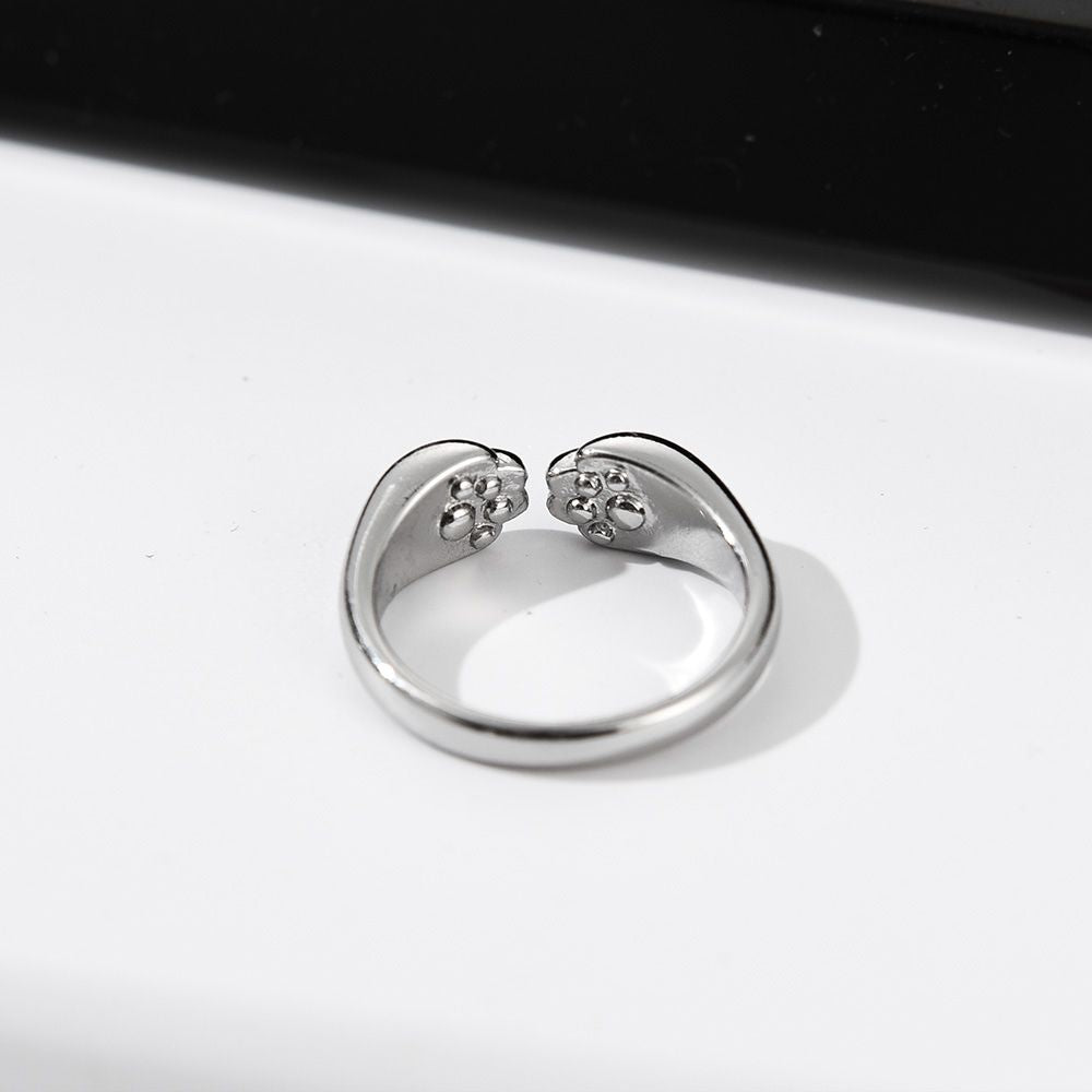 Anillo de huella de gato (ajustable)