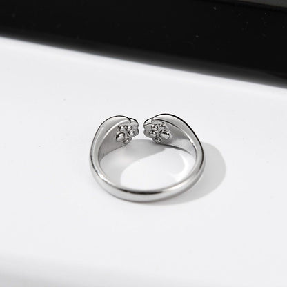 Anillo de huella de gato (ajustable)