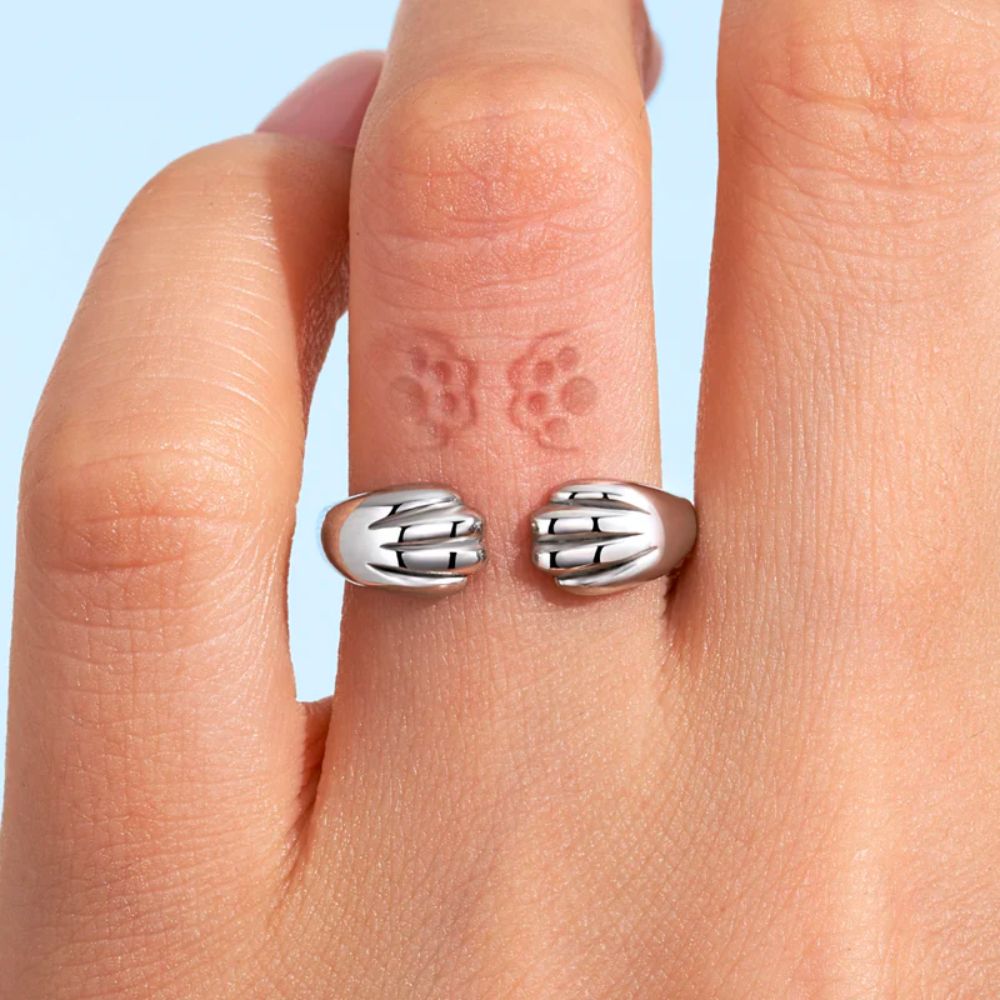 Anillo de huella de gato (ajustable)