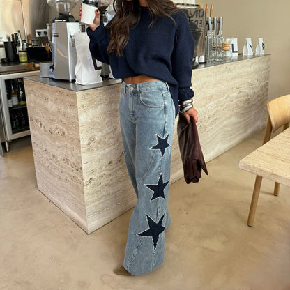 Pantalones vaqueros rectos con diseño de estrella