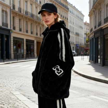 Beatrix abrigo de mujer a la moda con capucha y cremallera