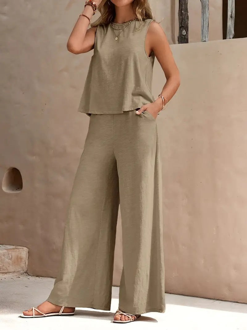 Conjunto informal de color liso para mujer