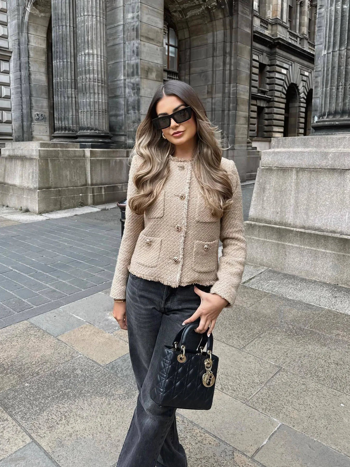 Chaqueta Blazer de Tweed Corto