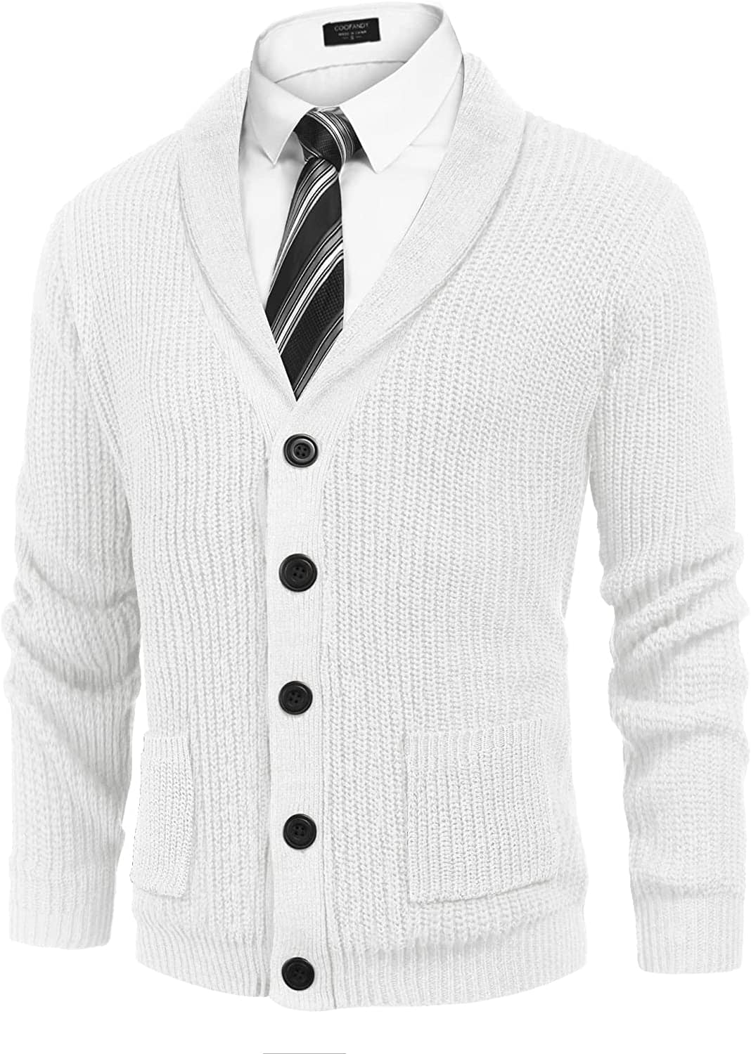 Cardigan de punto canalé con solapas y bolsillos (Solo EE. UU.)