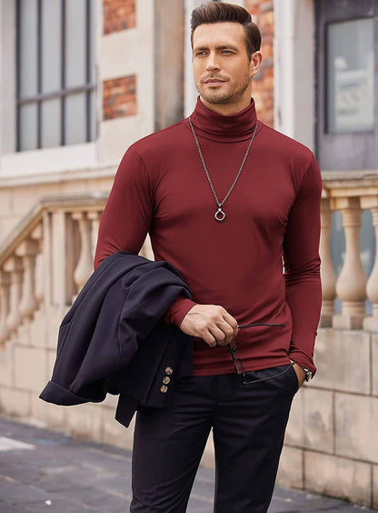 Suéter básico de algodón de cuello alto con ajuste entallado (Solo EE. UU.)