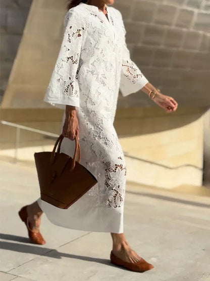 Vestido largo de encaje floral