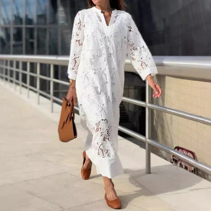 Vestido largo de encaje floral