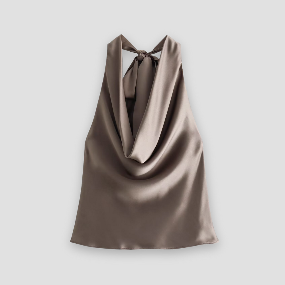 Top de satén con cuello halter