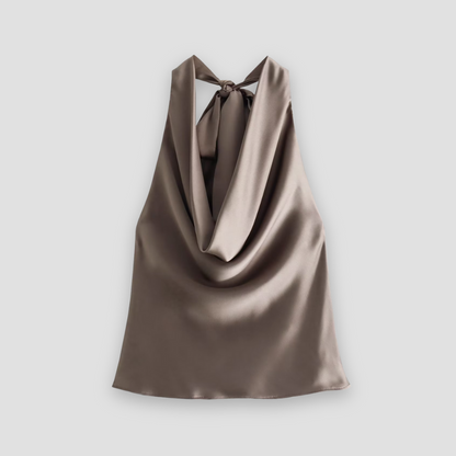 Top de satén con cuello halter