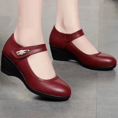 Zapatos de tacón con efecto cuero y suela blanda