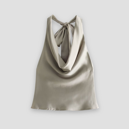 Top de satén con cuello halter