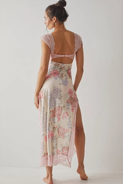 Vestido Largo Floral de Encaje