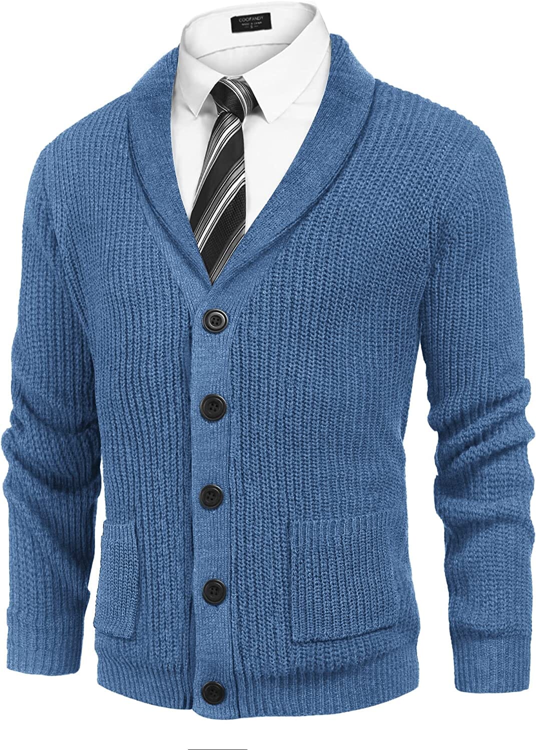 Cardigan de punto canalé con solapas y bolsillos (Solo EE. UU.)
