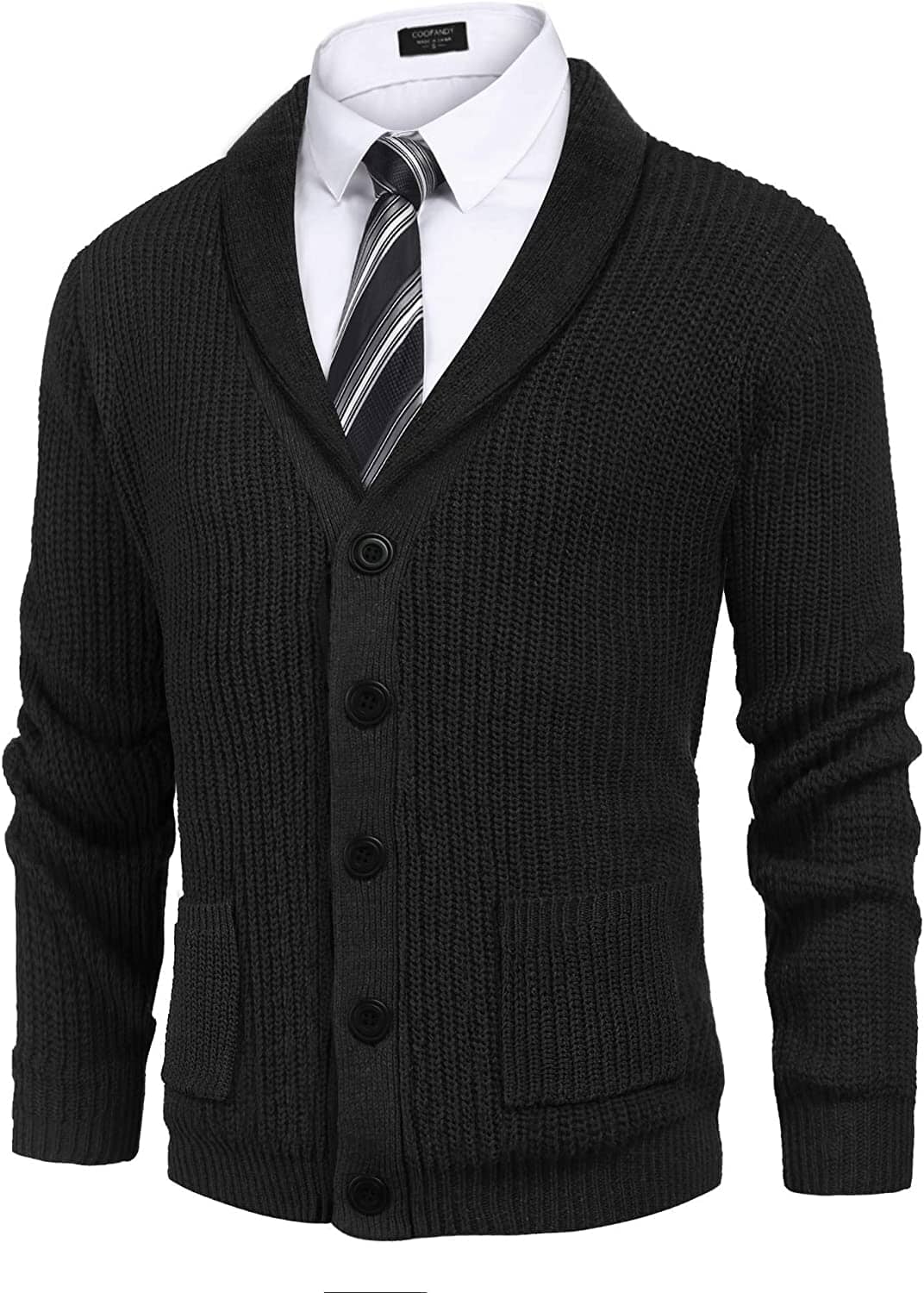 Cardigan de punto canalé con solapas y bolsillos (Solo EE. UU.)