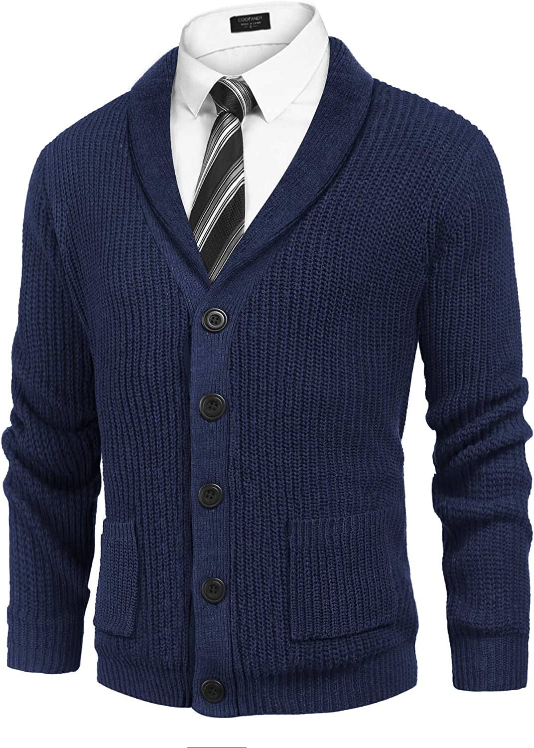 Cardigan de punto canalé con solapas y bolsillos (Solo EE. UU.)