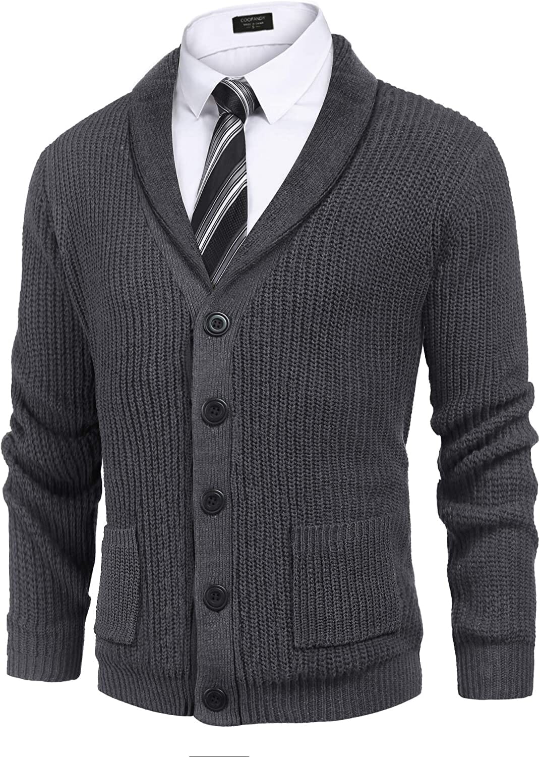 Cardigan de punto canalé con solapas y bolsillos (Solo EE. UU.)