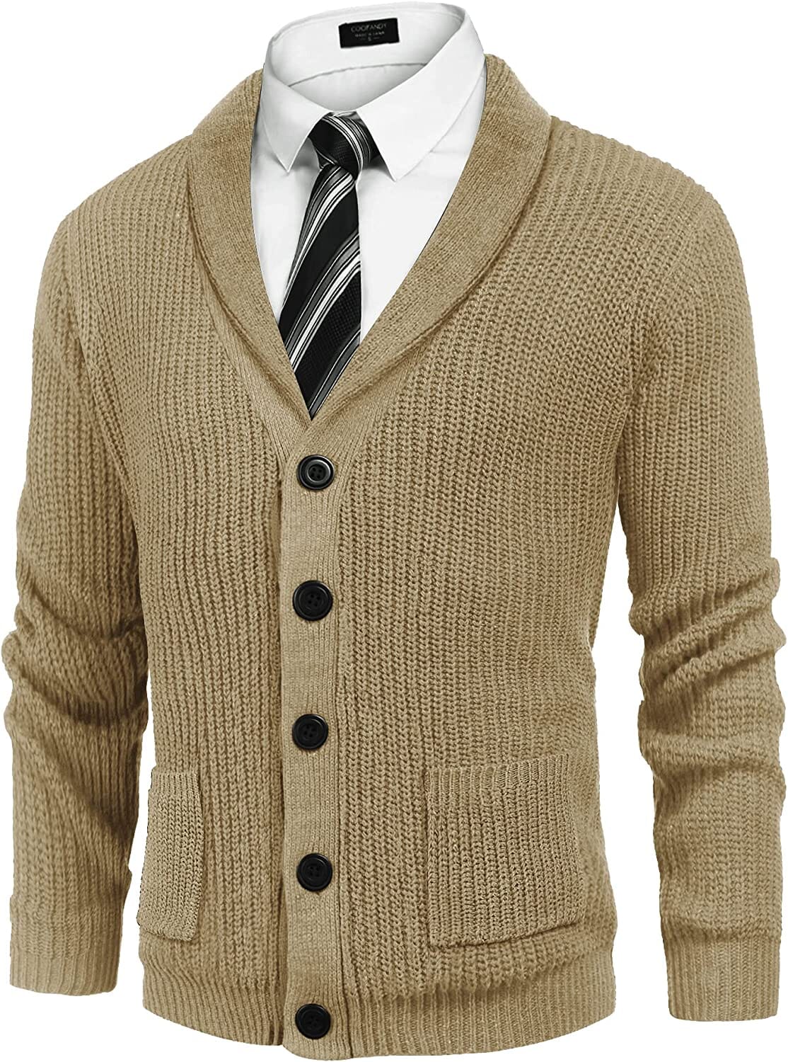 Cardigan de punto canalé con solapas y bolsillos (Solo EE. UU.)
