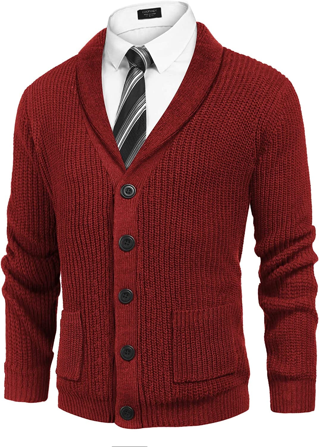 Cardigan de punto canalé con solapas y bolsillos (Solo EE. UU.)