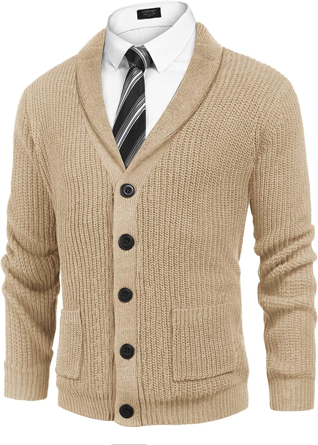 Cardigan de punto canalé con solapas y bolsillos (Solo EE. UU.)