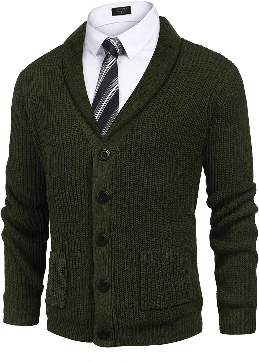 Cardigan de punto canalé con solapas y bolsillos (Solo EE. UU.)