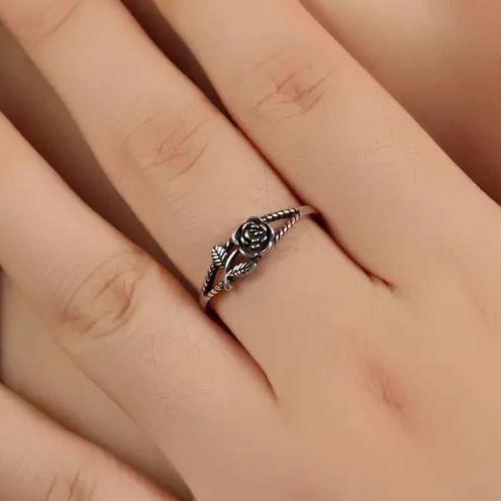 Anillo vintage de rosa