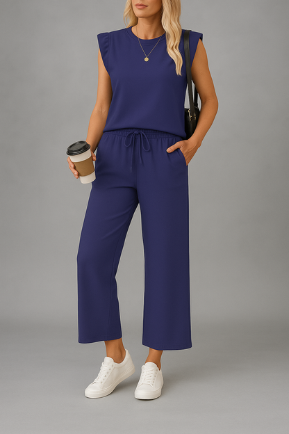 Conjunto de 2 piezas de top y pantalones anchos