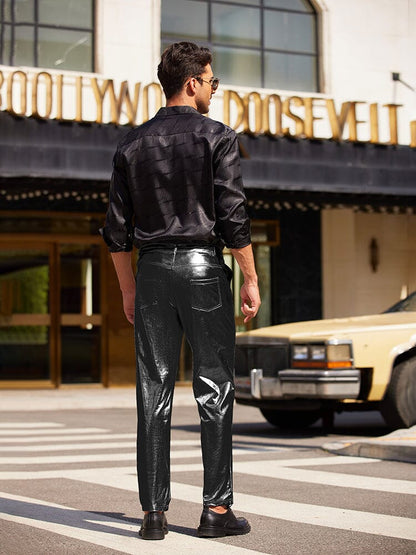 Pantalones metálicos brillantes