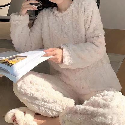 Conjunto de ropa de casa para mujer, cálido y cómodo, de forro polar